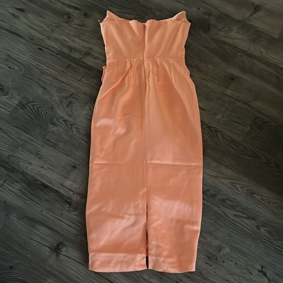 HOUSE OF CB 'Alora' Tangerine Strapless Corset Midi Dress orange NWOT size S - Picture 9 of 9